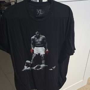 Black Graphic T-Shirt with Boxing Print